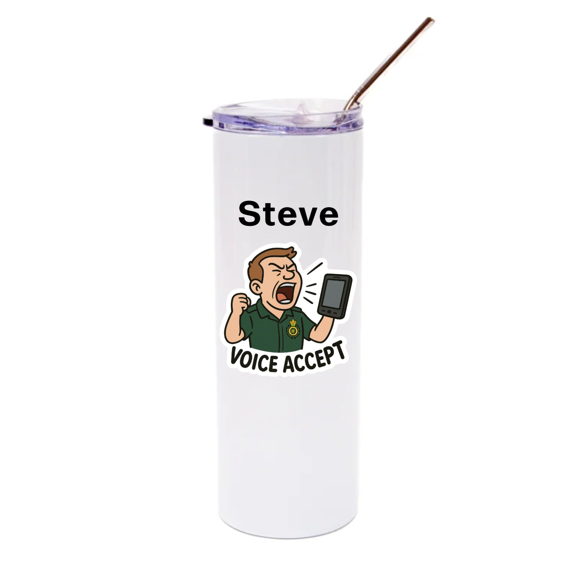 Customisable 600ml Stainless Steel Tumbler with Name and Sticker